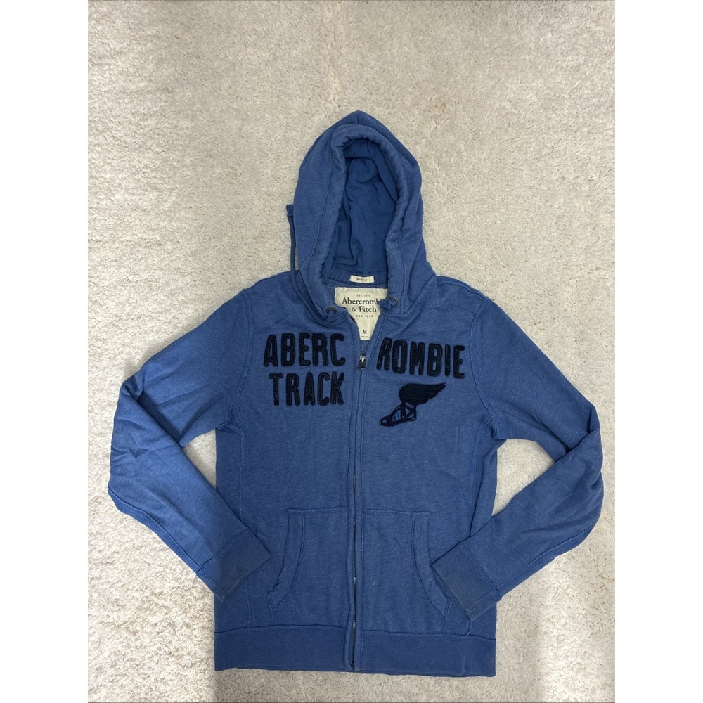 Abercrombie & Fitch Men's M Full Zip Hoodie Sweatshirt Muscle Fit Blue